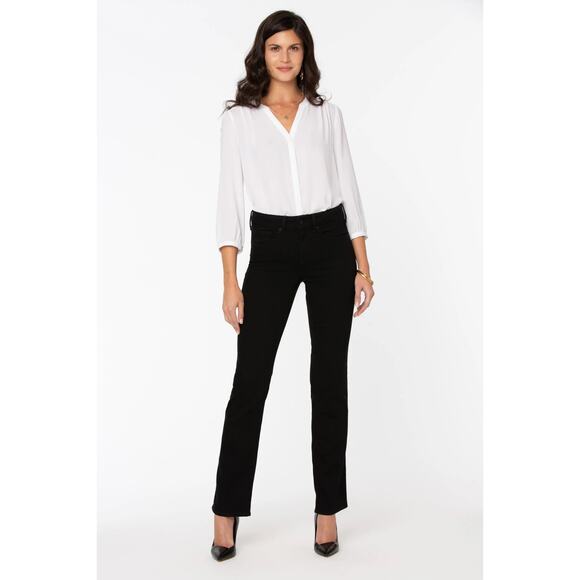 NYDJ Marilyn Straight Stretch Black Rinse Lift Tuck Jeans 6P - Picture 1 of 11